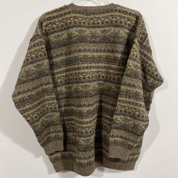 Vintage Avoca Collection Pure New Wool Irish Knit Sweater Brown XL Ireland - Picture 4 of 6